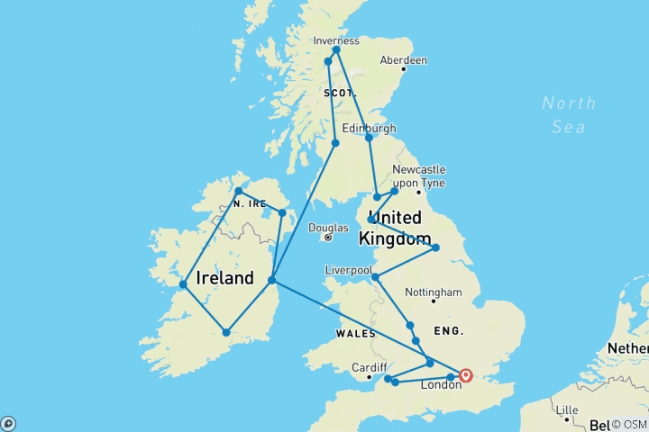 Map of Great Britain and Ireland (From March 2025, Winter 2025 - 2026, 18 Days)