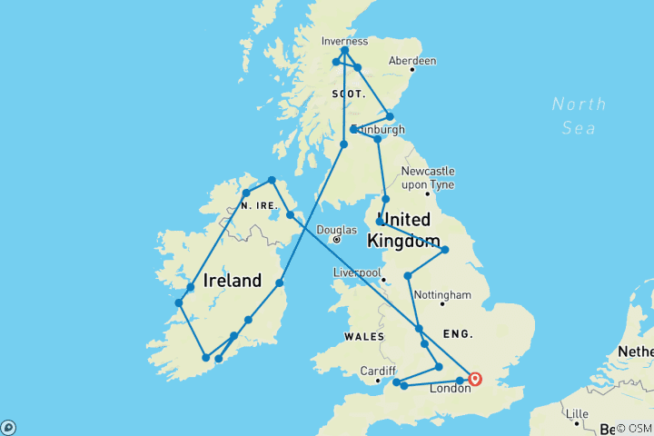 Mapa de Gran Bretaña e Irlanda (Clásico, Invierno)