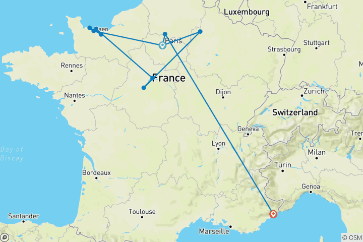 Carte du circuit La France en une semaine