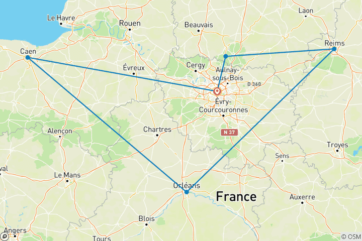 Carte du circuit La France en une semaine (Classique)