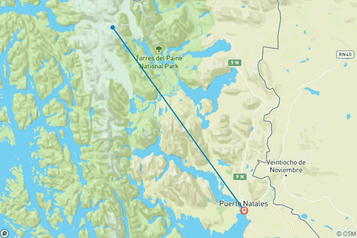 Map of Fall Colors in Patagonia Lodge Based Trip