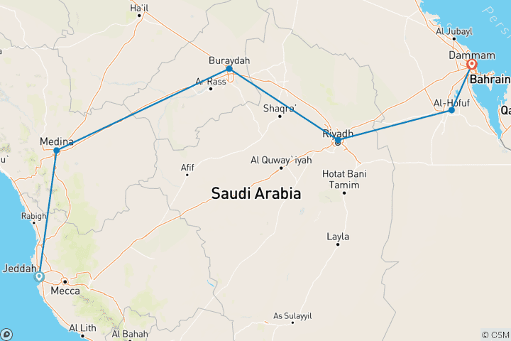 Map of Saudi Arabia, the desert jewel