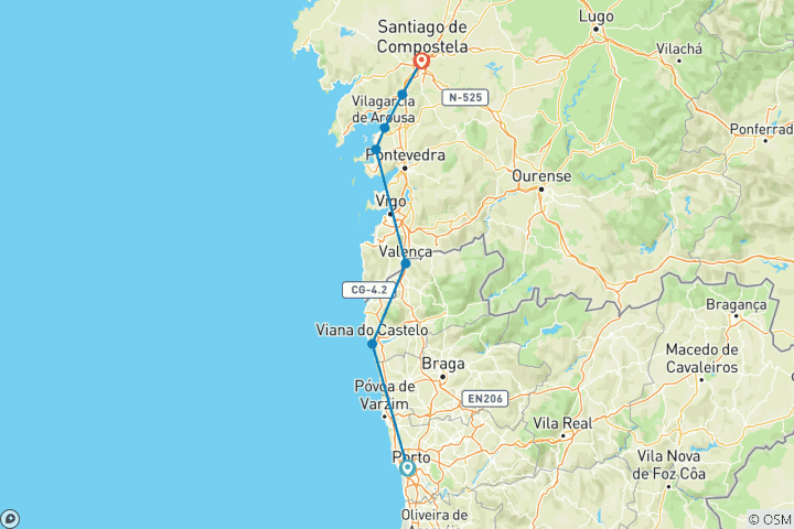 Carte du circuit Chemin de Saint-Jacques | Voyage guidé en e-bike