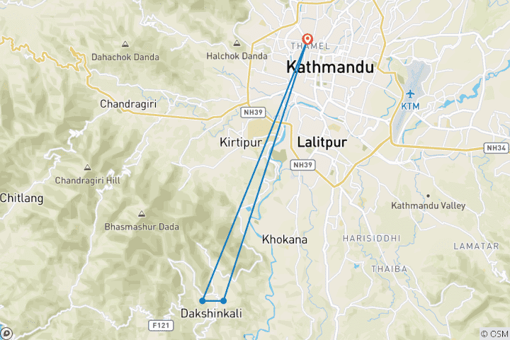 Carte du circuit Champadevi Hike - Une aventure de randonnée d'une journée près de Katmandou