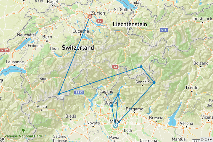 Map of TASTE of SWITZERLAND – from MILAN