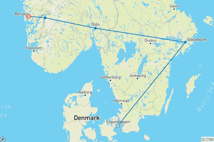 Carte du circuit Découverte de la Scandinavie 2025|2026|2027