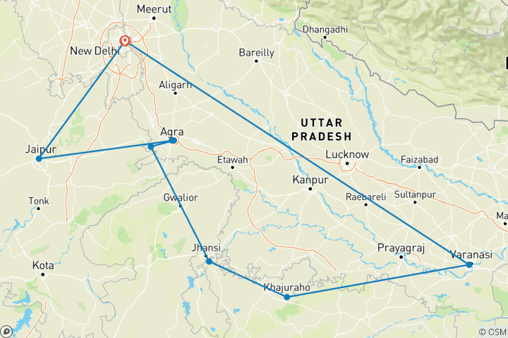 Map of Highlights of Northern India