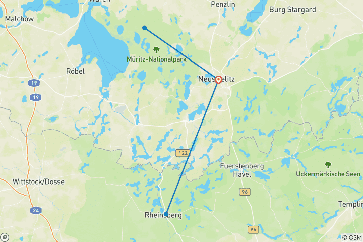 Map of Mecklenburger Seenplatte | Geführte E-Bike Reise