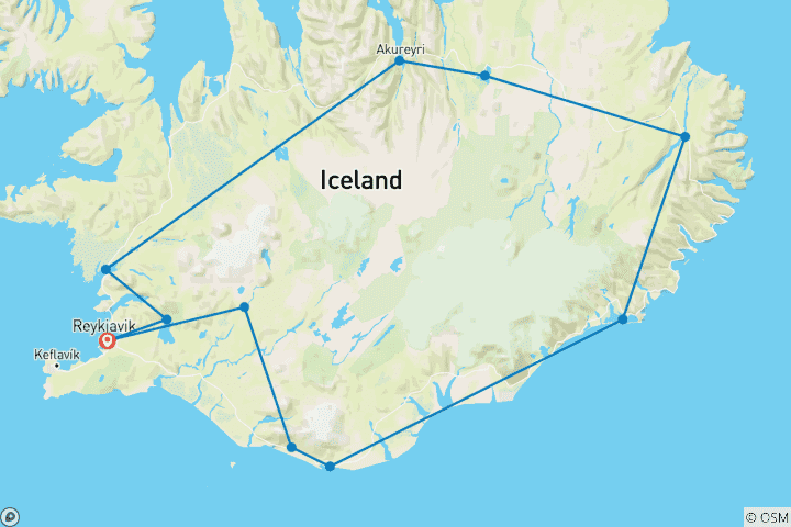 Carte du circuit Explorer l'Islande en autotour - Hiver