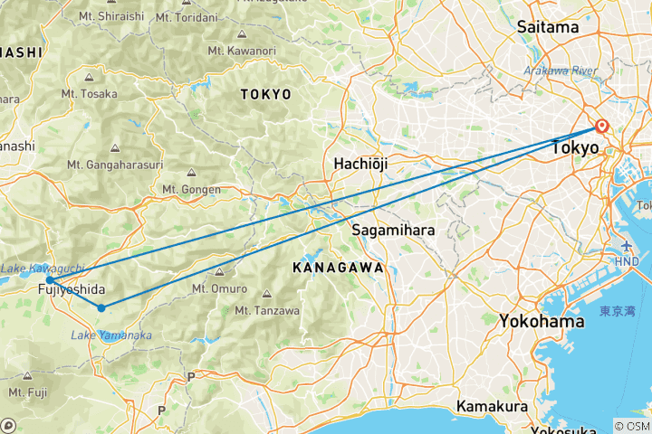 Map of Tokyo & Mount Fuji 5-Day Adventure