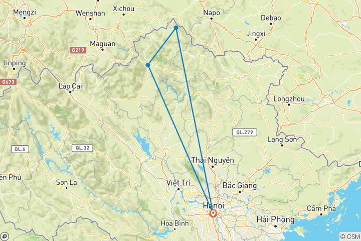 Carte du circuit Explorez la légendaire boucle de Ha Giang - Circuit de 5 jours au départ de Hanoi