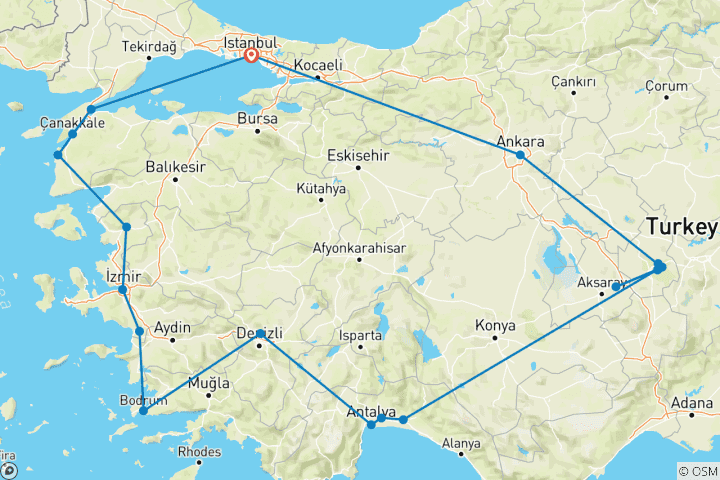 Map of Ottoman Odyssey - 15 days