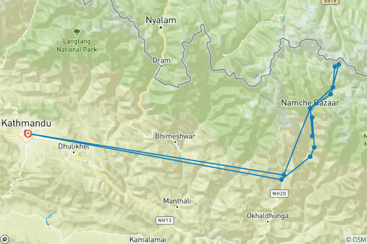 Carte du circuit Camp de base de l'Everest