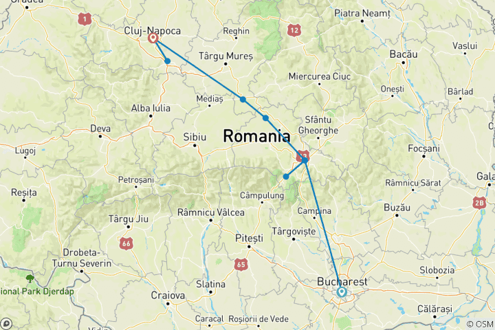 Map of Halloween in Transylvania (Northbound) (9 destinations)