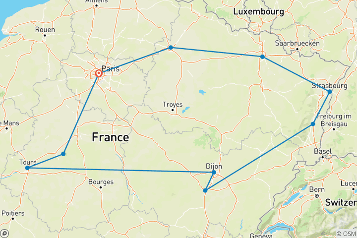 Carte du circuit Marchés de Noël français (7 jours)