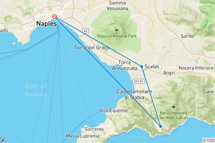 Map of Naples and Amalfi Coast Taste and Walk, Private Tour