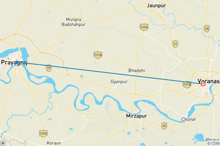 Map of India Maha Kumbh Tour With Ayodhya & Varanasi