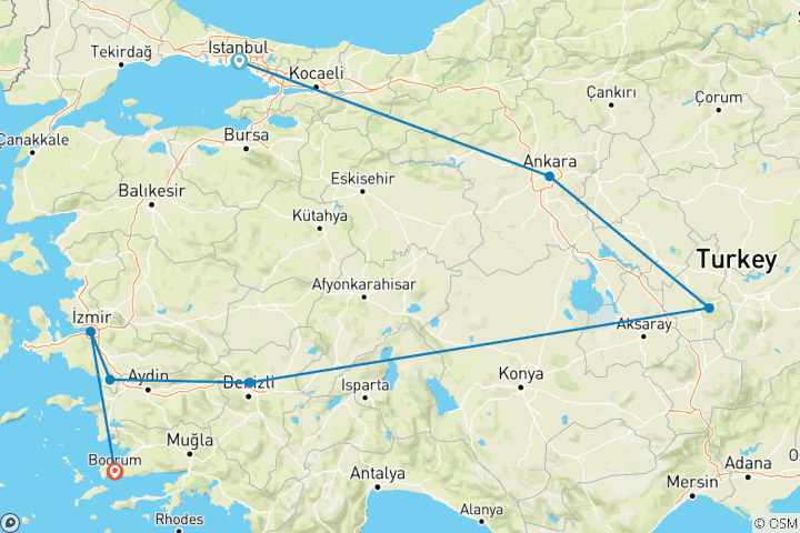 Mapa de Unique Türkiye y Bodrum (Serie Clásica)