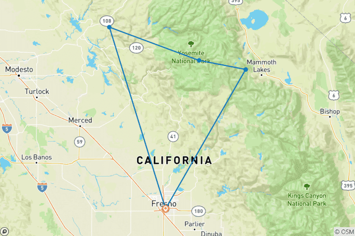 Map of John Muir Trail: Agnew Meadows to Tuolumne Meadows