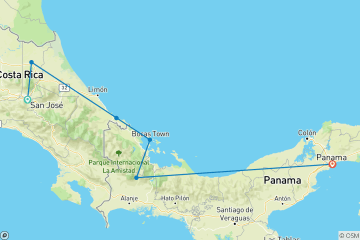 Map of Costa Rica & Panama Discovery (including Sarapiquí)