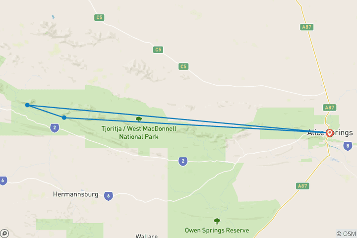 Map of Larapinta 7 Day Self Guided Trek