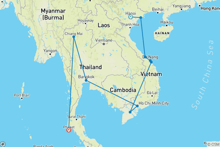 Map of Vietnam & Thailand Exploration