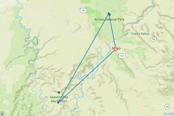 Map of Womens Best of Moab Basecamp Tour