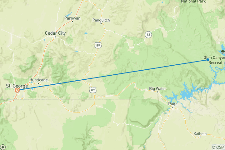 Map of Womens Coyote Gulch Adventure