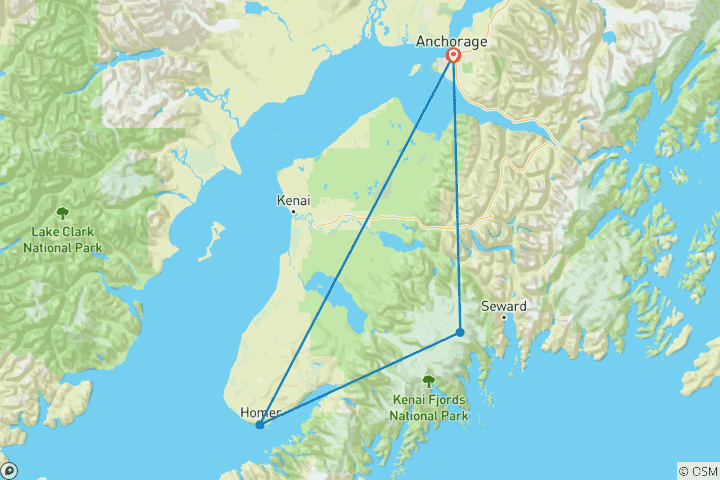 Map of Womens Wild Alaska Coast and Glacier Trek