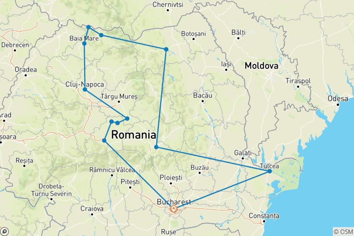 Map of Romania's Highlights - Guided Private Tour