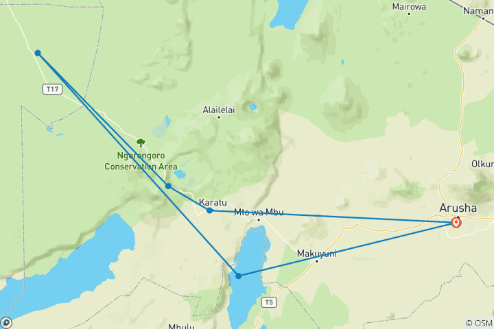 Karte von 6 Tage Tansania Löwenrudel