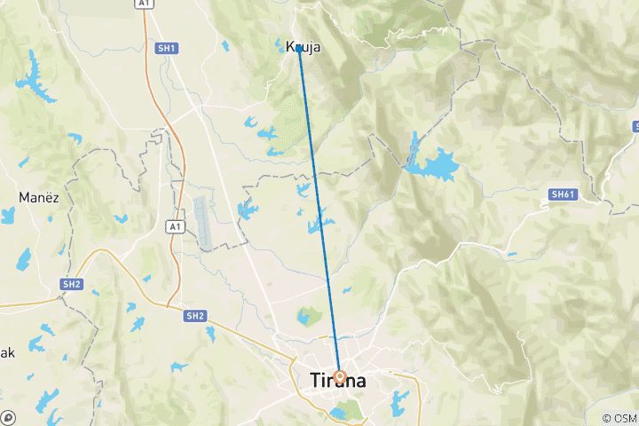 Map of Tour of Kruja and Wine Tasting in one Day from Tirana