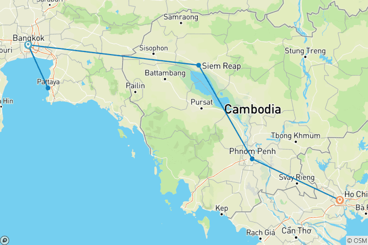 Map of 12-Day Best Of Southeast Asia-Thailand, Cambodia & Vietnam
