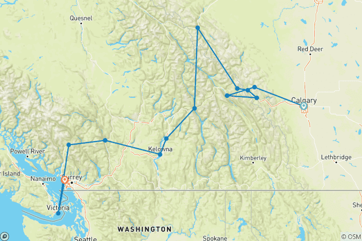 Karte von Rundreise West-Kanada