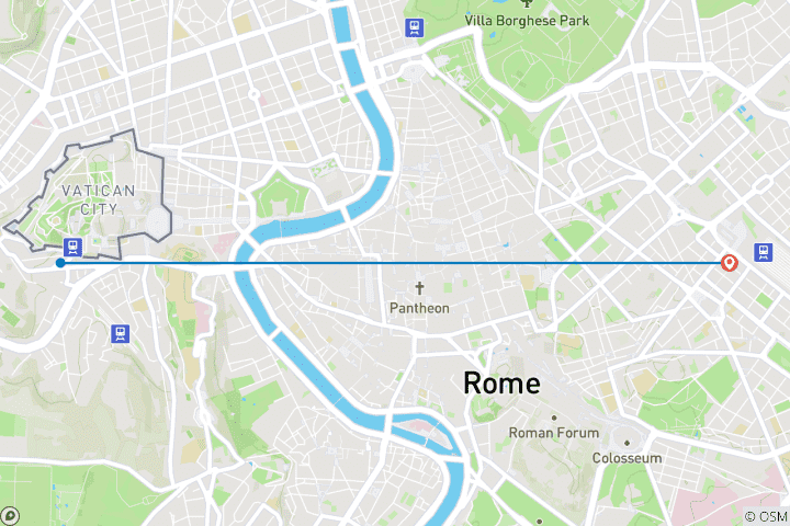 Carte du circuit 4 jours de visite du meilleur de Rome