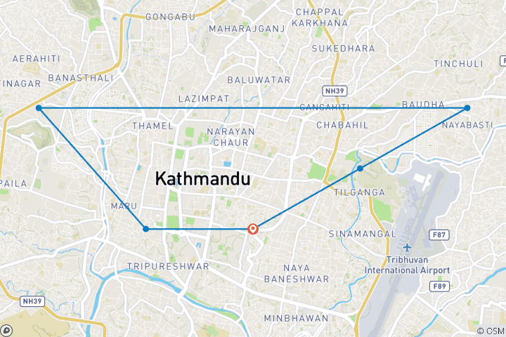 Map of Kathmandu Highlights - Day Tour