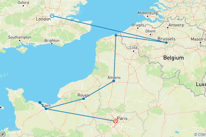 Karte von Schlachtfelder des Ersten und Zweiten Weltkriegs (, 11 Tage