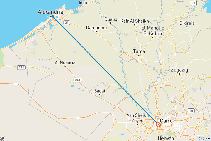 Map of 6-Day Cairo included tour to Alexandria, Egypt
