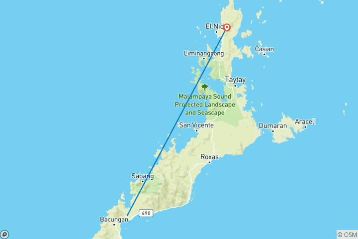 Carte du circuit L'île de Palawan : Grottes, plages et couchers de soleil à couper le souffle