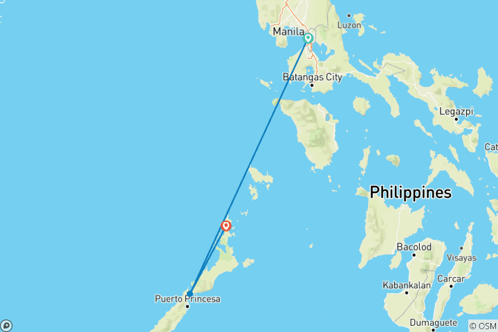 Carte du circuit Manille et Palawan : Randonnée dans la jungle, gastronomie locale et plages épiques