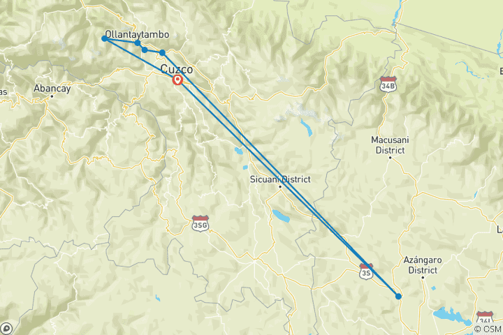 Kaart van Cusco, hoofdstad van de Tahuantinsuyo in 5 dagen