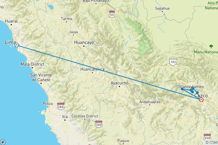 Carte du circuit Cusco, culture vivante en 6 jours