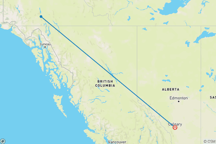 Carte du circuit Aurora, sauna et sources thermales : Séjour dans un chalet moderne à Whitehorse depuis Calgary