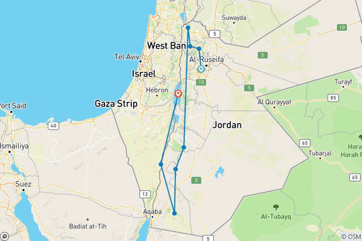 Kaart van Jordanië Actief