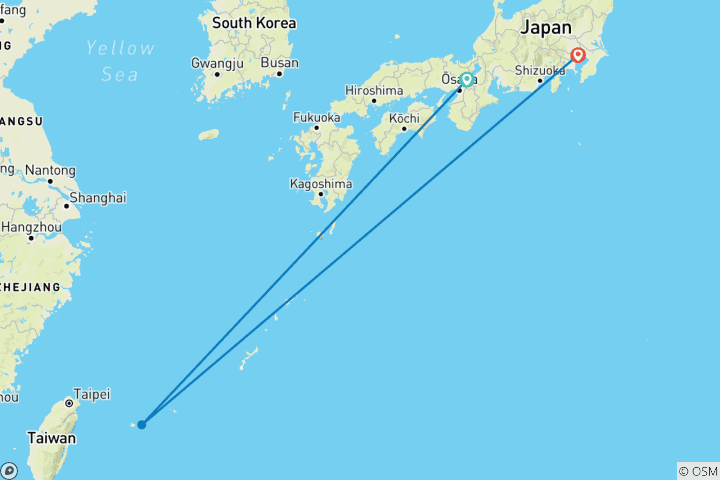 Map of Active Japan: Kyoto to Tokyo Island Hopping