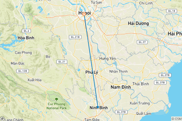 Map of Quang Phu Cau Incense Village & Tam Coc Day trip from Hanoi