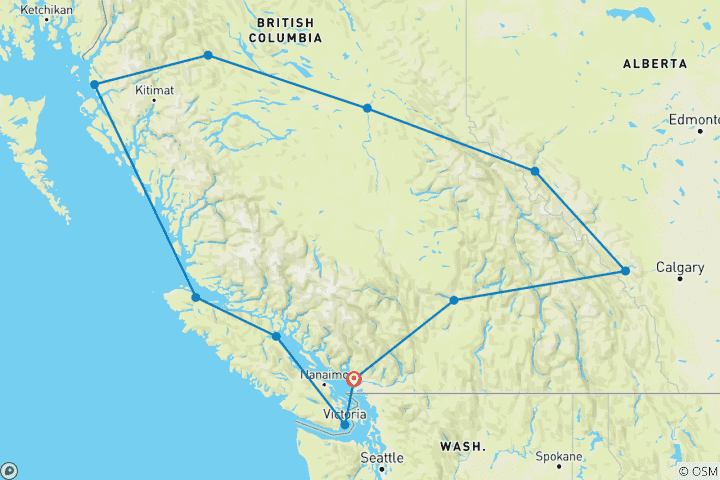 Karte von Westkanada & Rocky Mountaineer