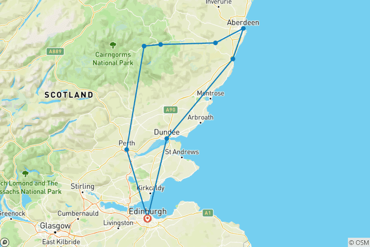 Map of Aberdeenshire, Balmoral Castle & the Northeast Coast