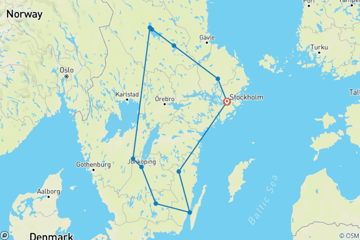 Map of Sweden's top ten