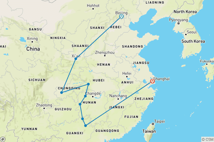 Map of China - nature and culture (private tour)